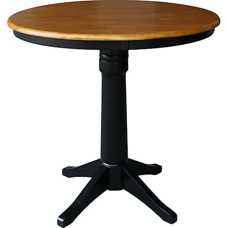 Transitional 36" Pedestal Table in Cherry / Black