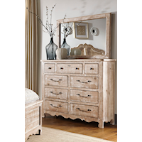Traditional Drawer Dresser and Mirror Set
