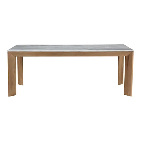 Contemporary Large Solid Oak Grey-Top Marble Dining Table