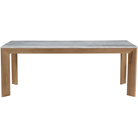 Large Solid Oak Grey-Top Marble Dining Table