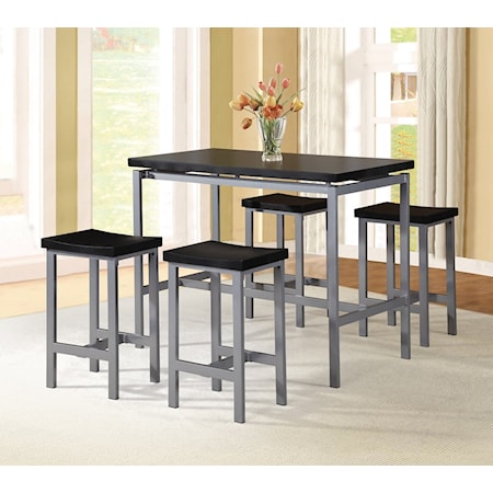 5 PIECE BLACK TOP METAL COUNTER | TABLE