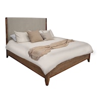 Modern Farmhouse Queen Platform Bed with Upholstered Headboard
