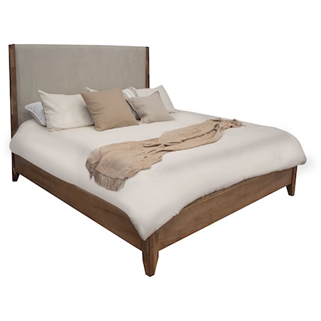 Modern Farmhouse King Platform Bed with Upholstered Headboard