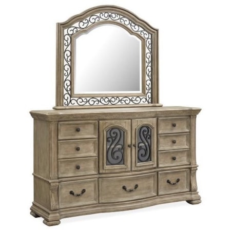 Dresser and Mirror Set