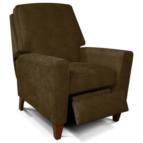 Transitional Manual Push Back Recliner with High Tapered Legs