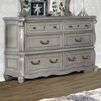 Traditional 6-Drawer Dresser with Marble Top