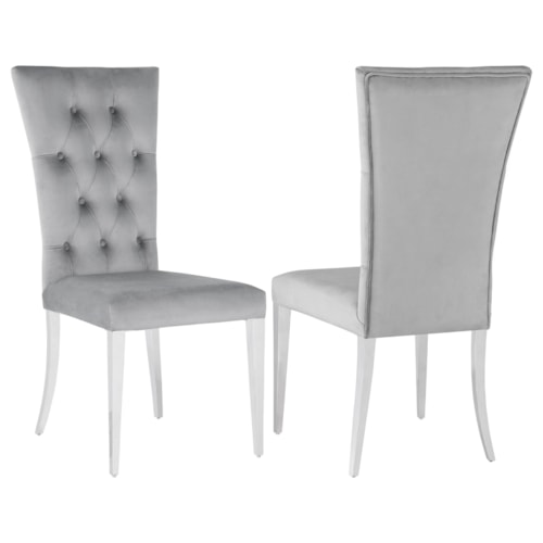 Kerwin Velvet Upholstered Dining Side Chair Grey (Set Of 2)