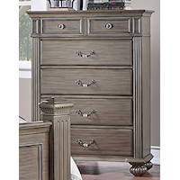 Traditional 6-Drawer Chest with Antique Brass Handles
