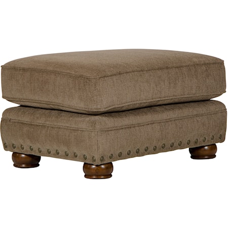 Traditional Ottoman with Nailhead Trimming