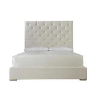 Contemporary Cal King Bed with Tufted Headboard