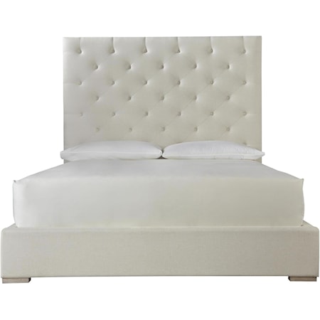 Contemporary Cal King Bed with Tufted Headboard