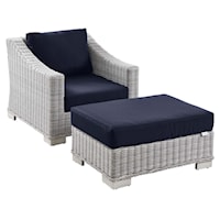 Outdoor 2-Piece Armchair and Ottoman Set