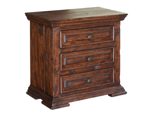 Rustic Nightstand with Microfiber-Lined Top Drawer