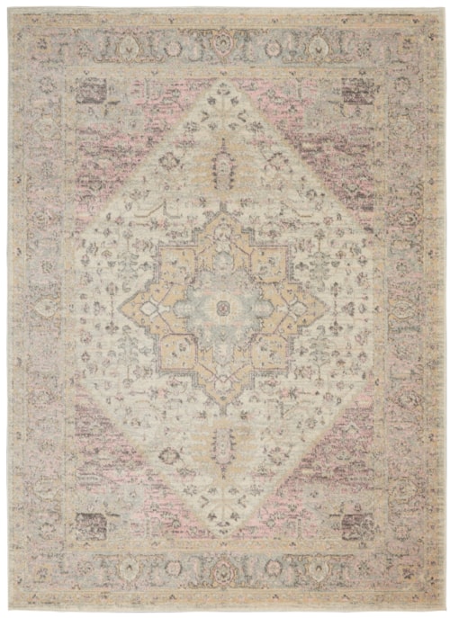 4' x 6' Ivory/Pink Rectangle Rug
