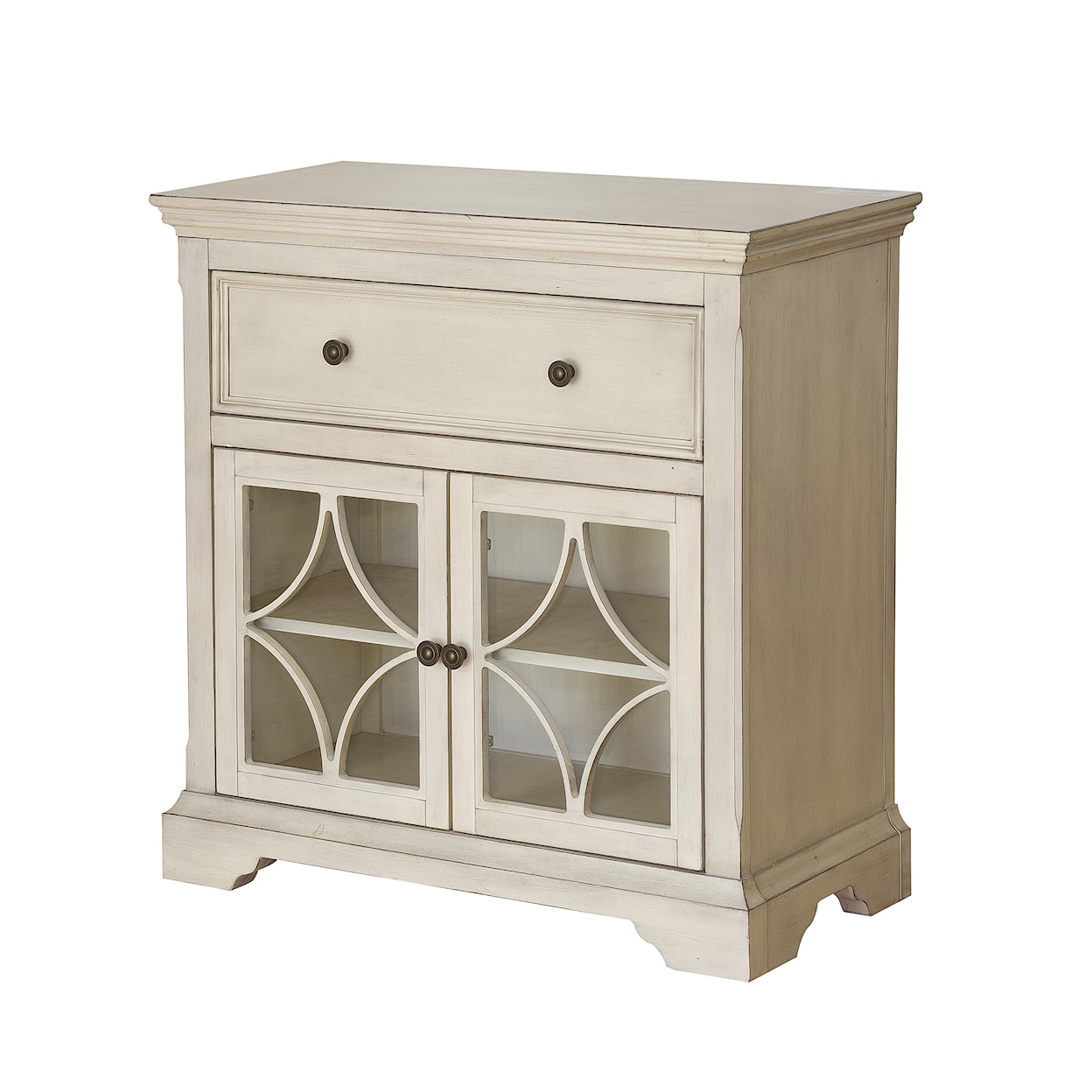 Accentrics Home Accents Two Door, One Drawer Console in Cream