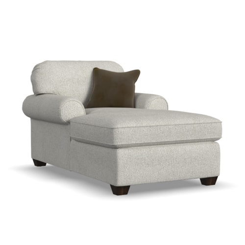 Transitional Chaise Lounge with Rolled Arms