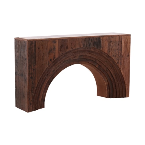 Rustic Arched Opening Console Table with Marble Top