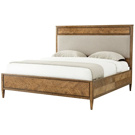 Transitional Upholstered  Panel Queen Bed