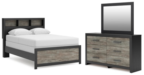 Full Bookcase Bed, Dresser And Mirror