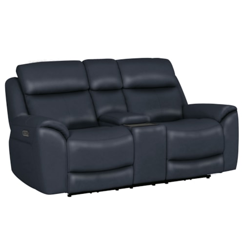 Casual Power Reclining Console Loveseat with Power Headrests and Lumbar Support
