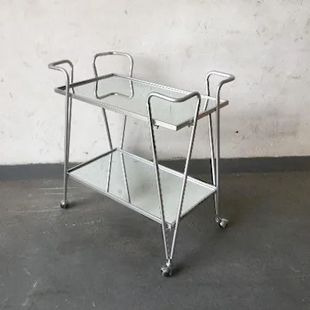 Chrome Bar Cart with Casters