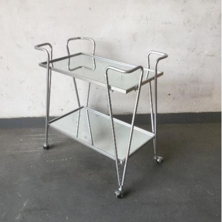 Chrome Bar Cart with Casters