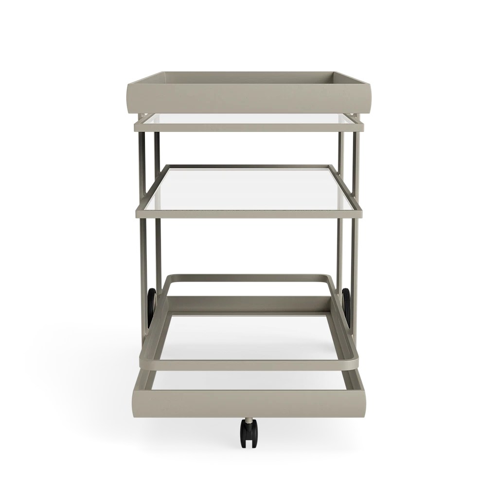 Brown Jordan Parkway Three-Layer Serving Cart w/Glass Top