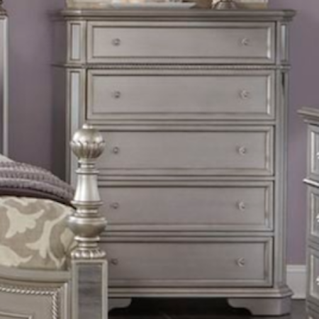 SILVER 5 DRAWER CHEST |