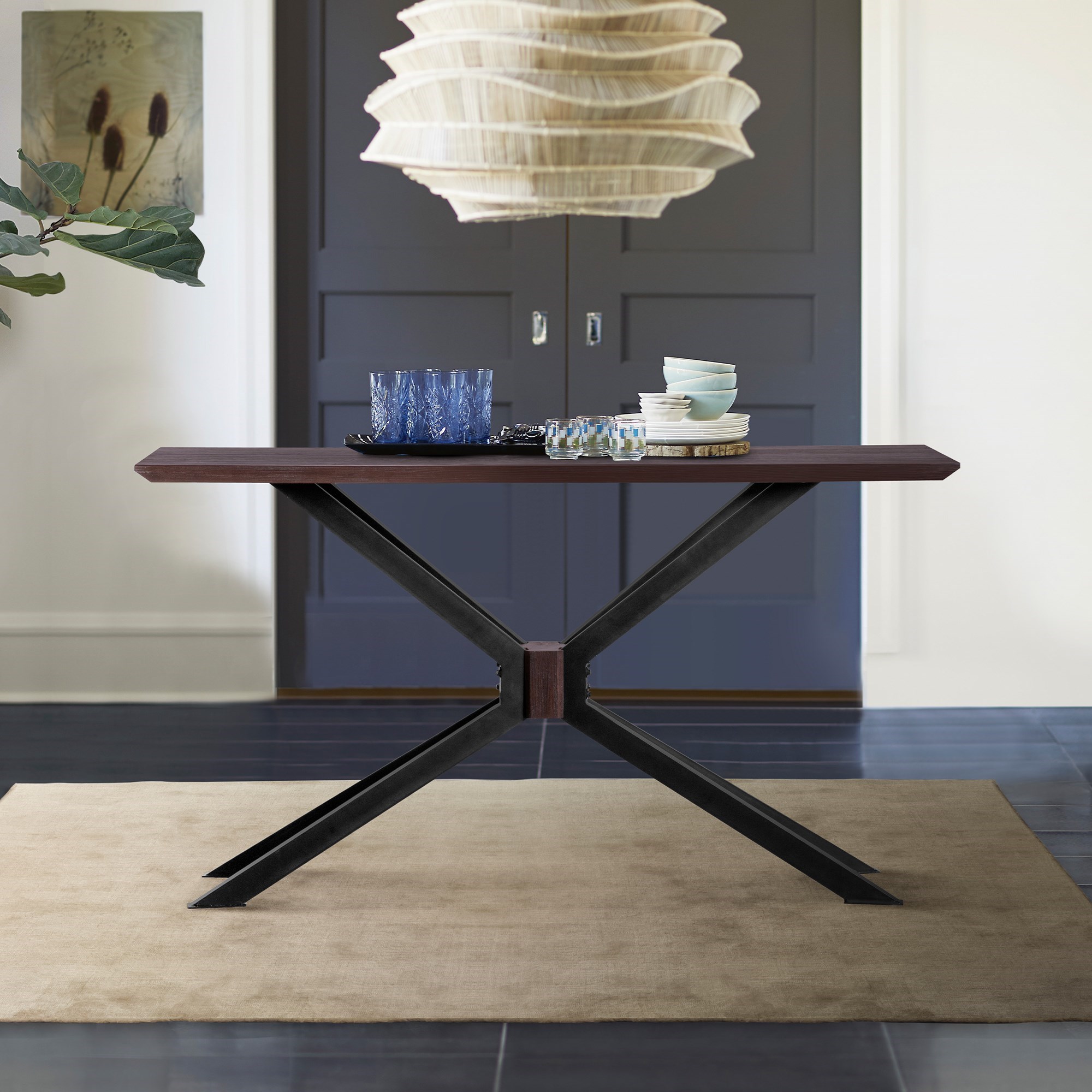Armen Living Pirate- Console Table with X Legs