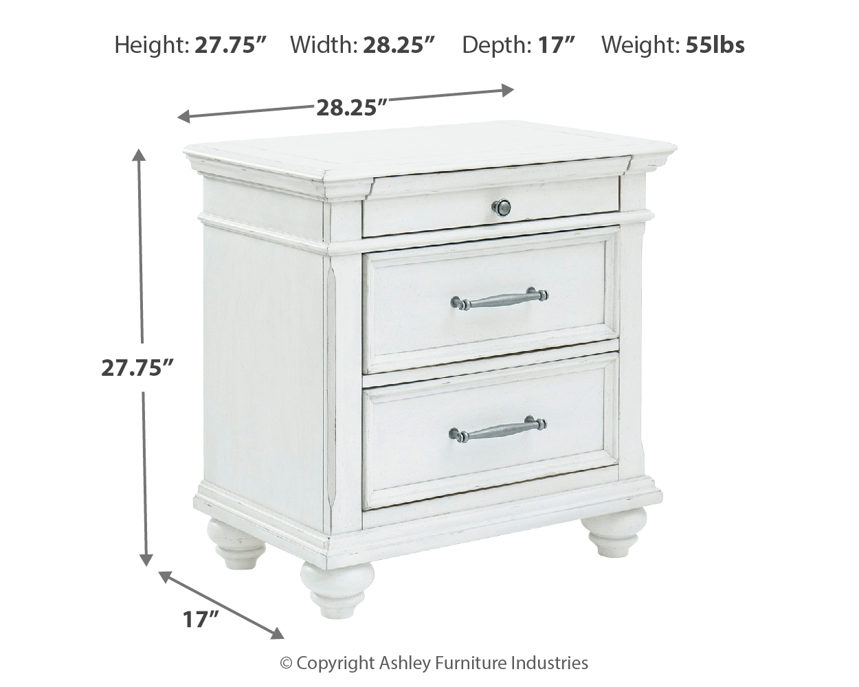 3-Drawer Nightstand
