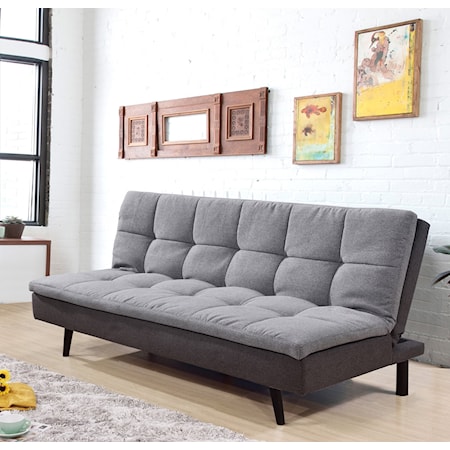LIGHT GREY PILLOW TOP FUTON WITH | REMOVABLE