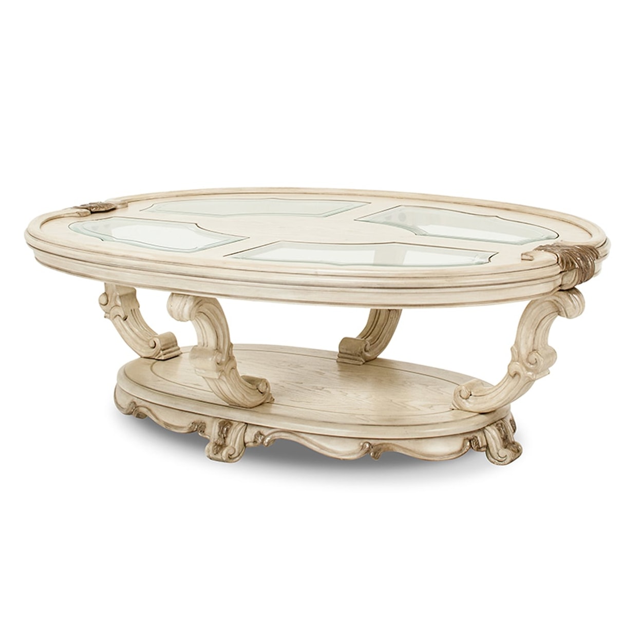Michael Amini Platine de Royale Two-Tier Oval Cocktail Table