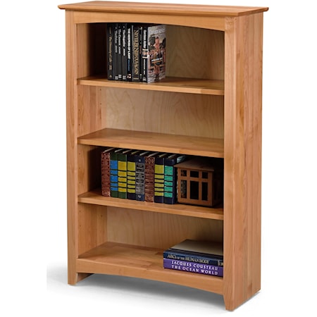 Solid Wood Alder Bookcase with 3 Open Shelves