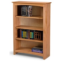 Solid Wood Alder Bookcase with 3 Open Shelves