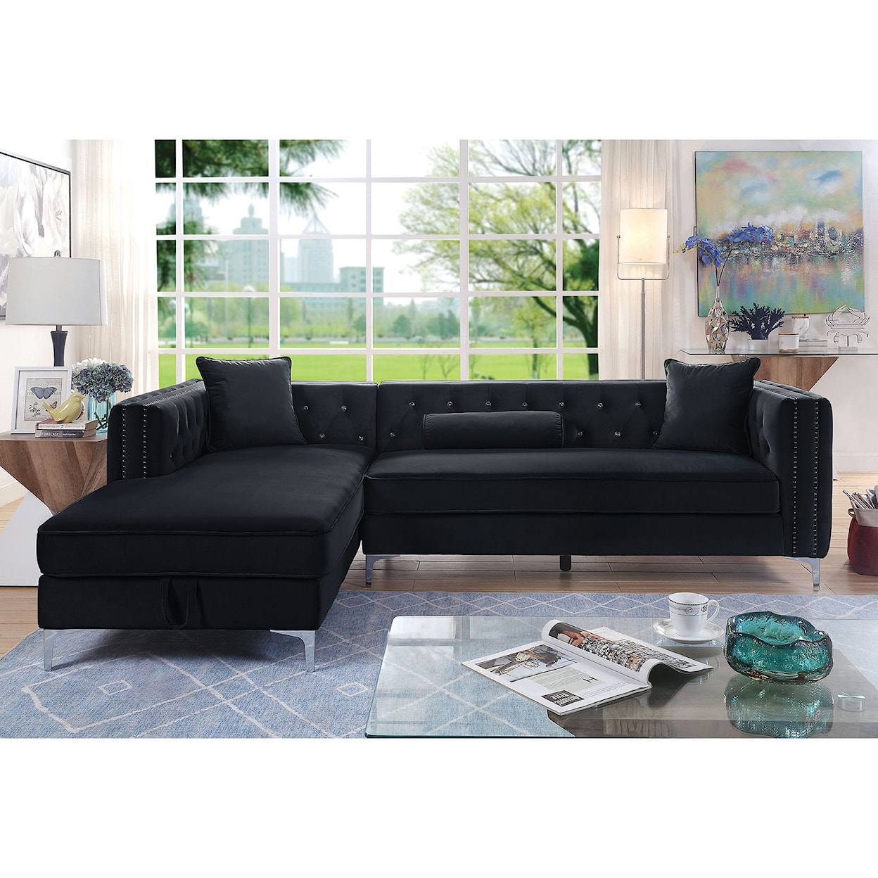 Furniture of America Amie Sofa Chaise 