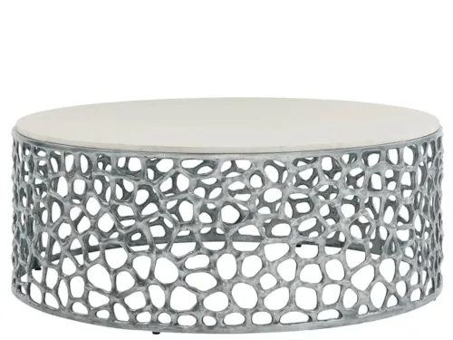 Coastal Round Cocktail Table with Coral Base