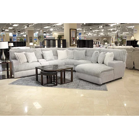 Casual 6-Piece Power Reclining Sectional Sofa with Storage Console