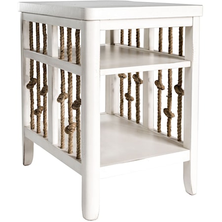 Coastal Chair Side Table with Rope Accents