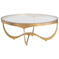 Sophie Contemporary Round Metal Cocktail Table with Glass Top