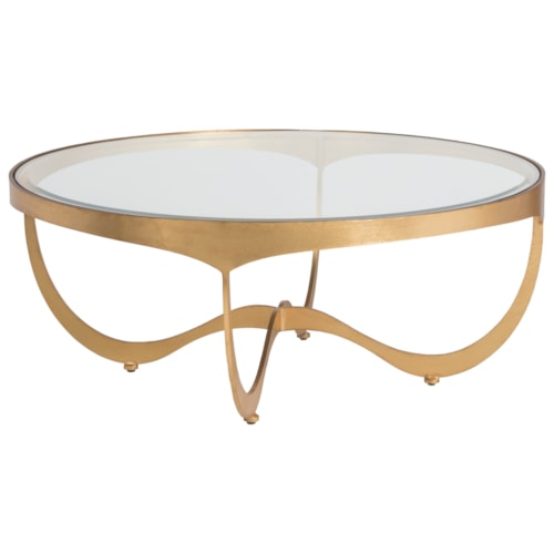 Sophie Contemporary Round Metal Cocktail Table with Glass Top