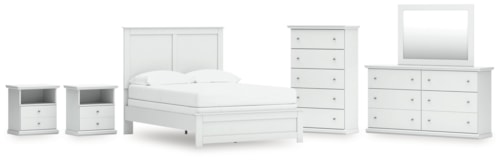 Full Panel Bed, Dresser, Mirror, Chest, And 2 Nightstands