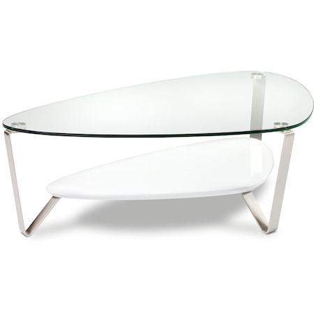 Contemporary Large Triangular Cocktail Table with Glass Top
