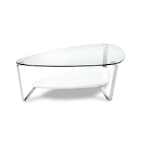 Contemporary Large Triangular Cocktail Table with Glass Top