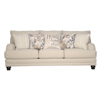 Transitional Sofa with English Arms and Turned Legs