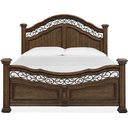 Traditional California King Poster Bed  with Metal Trim