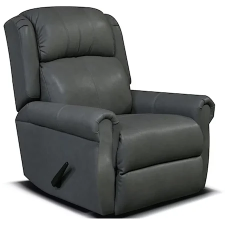 Casual Leather Rocker Recliner with Rolled Arms
