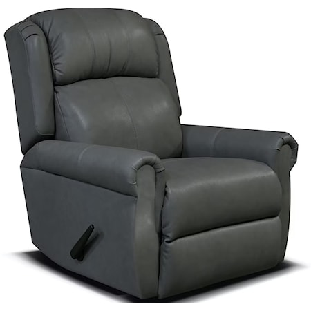 Casual Leather Rocker Recliner with Rolled Arms