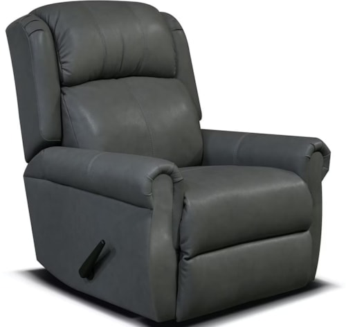 Casual Leather Rocker Recliner with Rolled Arms