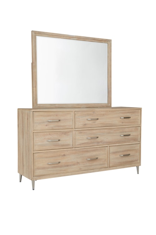 Transitional Dresser and Mirror Set
