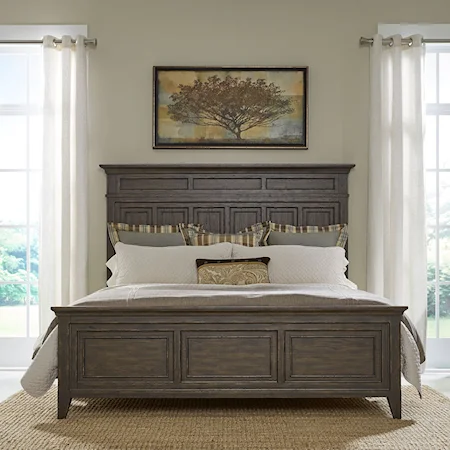 Traditional Queen Panel Bed with Crown Molding